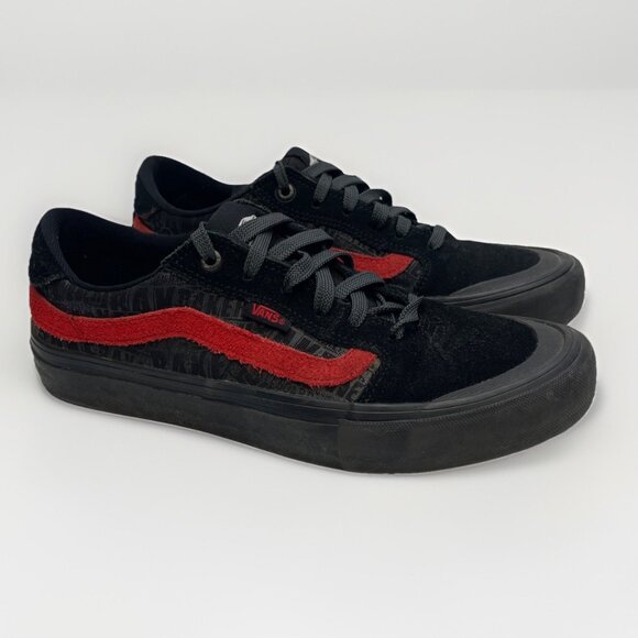 Vans Men’s Baker Style 112 Pro Skate Shoes Size 8 Black Red Suede Low Top Read - Picture 1 of 15